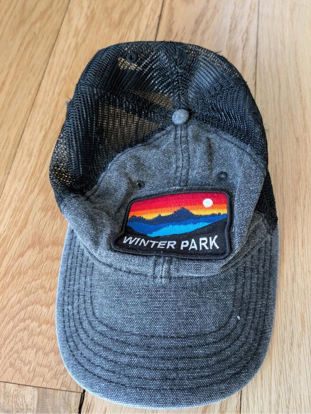 Legacy Snapback Mesh Retro Baseball Cap with Winter Park Sunset Patch Black